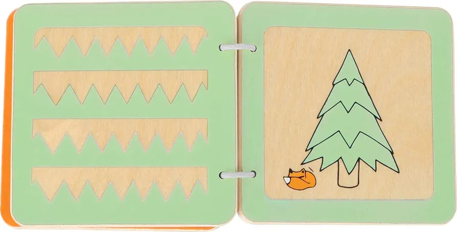 Schönes Holzbuch mit verschiedenen Mustern, einfach gehalten für die Kleinsten
