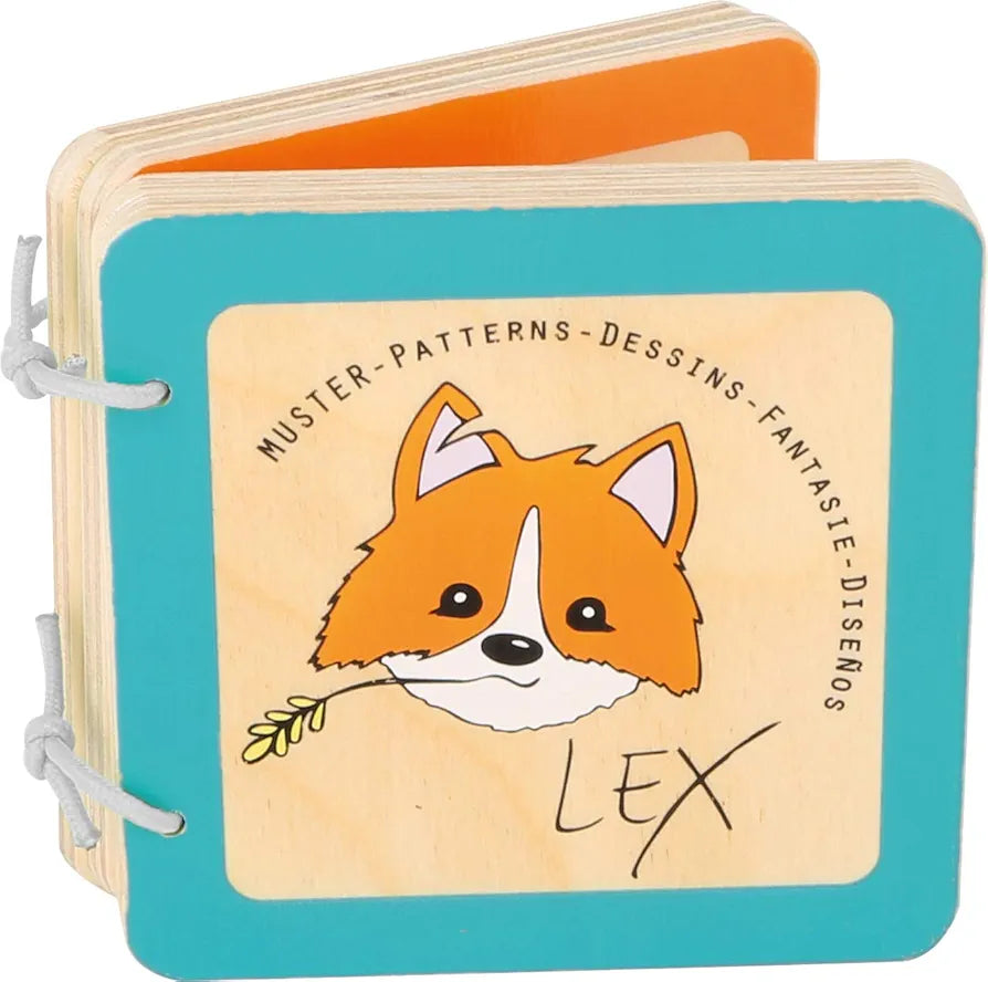 Schönes Holzbuch mit verschiedenen Mustern, einfach gehalten für die Kleinsten - Lex der Fuchs
