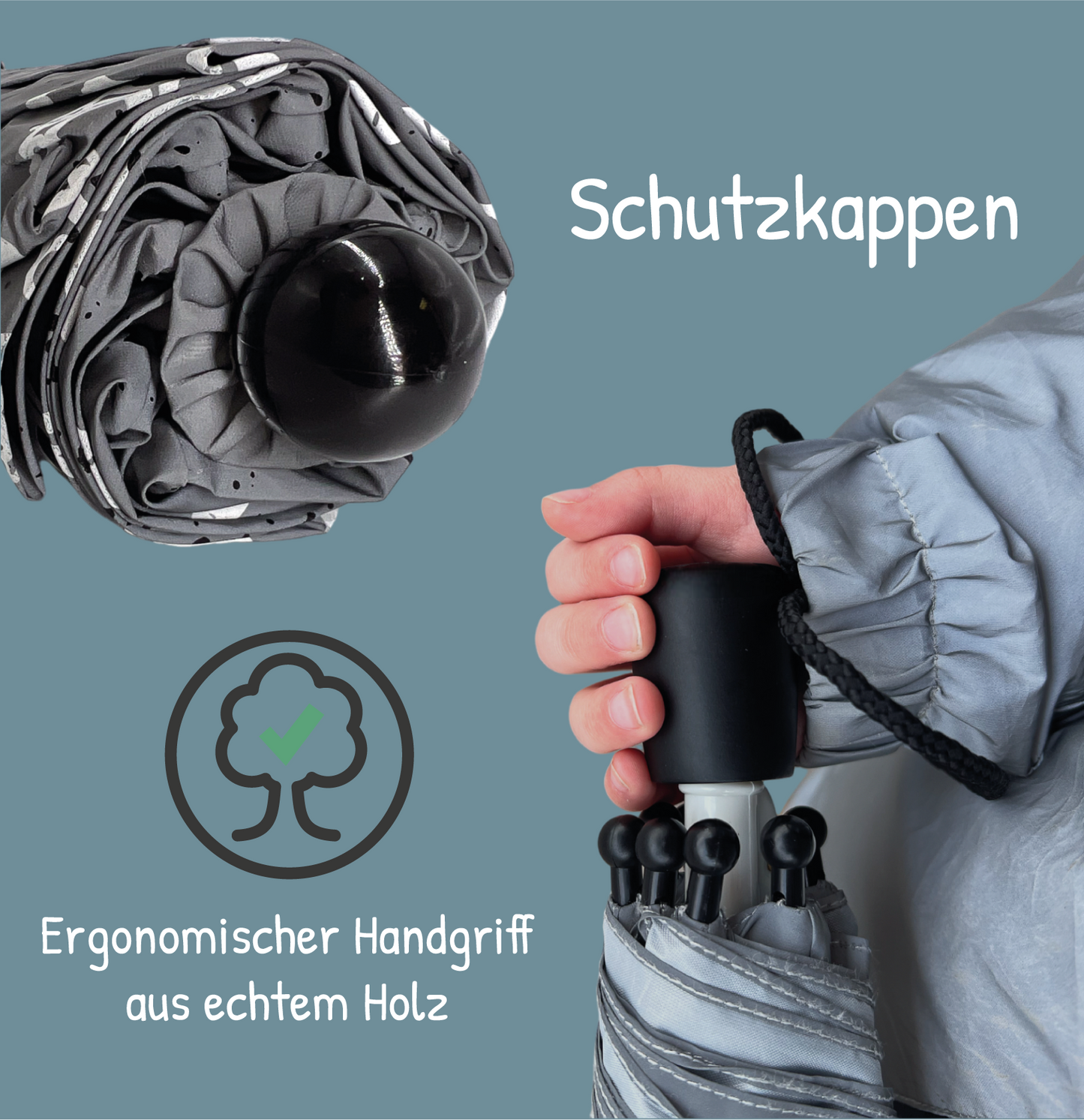 Toller reflektierender Regenschirm mit Farbwechsel für den Rucksack oder die Handtasche. Perfekt für alle Dino-Fans!