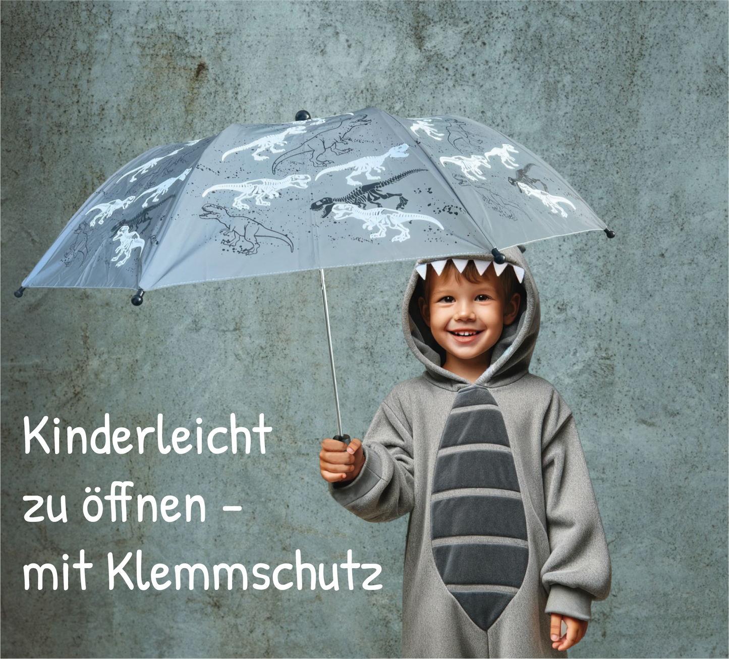 Toller reflektierender Regenschirm mit Farbwechsel für den Rucksack oder die Handtasche. Perfekt für alle Dino-Fans!