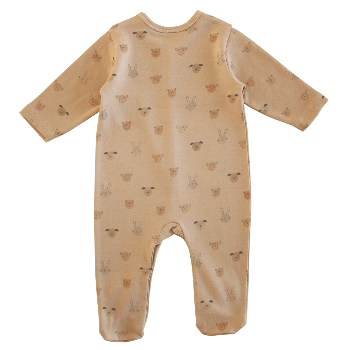 Schlafanzug aus Bio Baumwolle mit Tieren in hellbraun