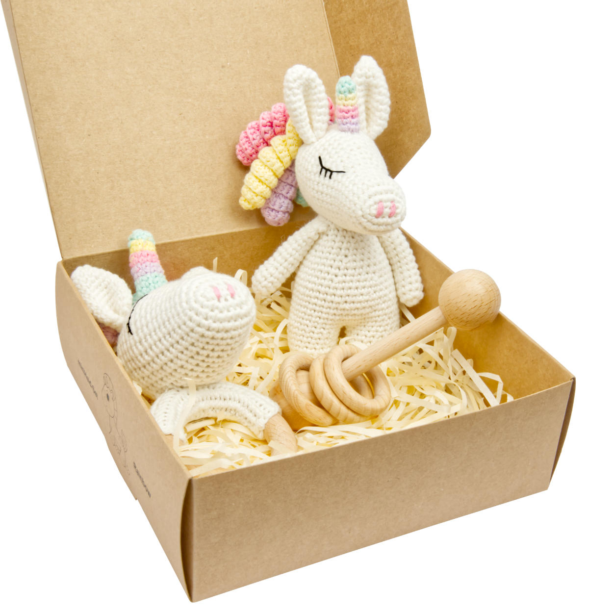 Schönes Geschenkset zur Geburt für alle Einhorn-Fans mit Stofftier, Rassel und Beißring