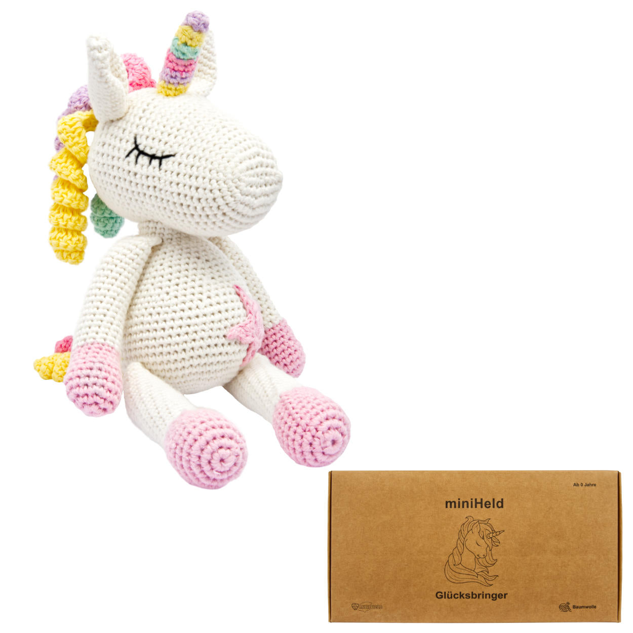 Das zauberhafte, von Hand gehäkelte Einhorn ist ein schönes Geschenk für Mädchen und Jungs