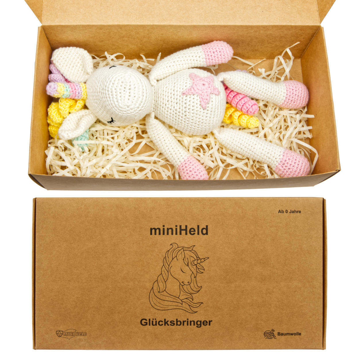 Das zauberhafte, von Hand gehäkelte Einhorn ist ein schönes Geschenk für Mädchen und Jungs