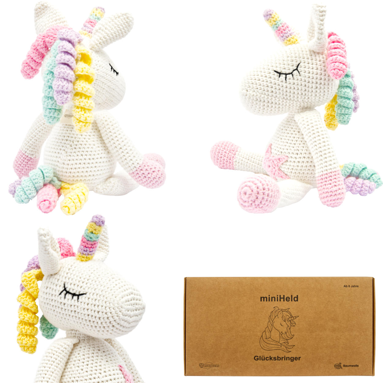 Das zauberhafte, von Hand gehäkelte Einhorn ist ein schönes Geschenk für Mädchen und Jungs