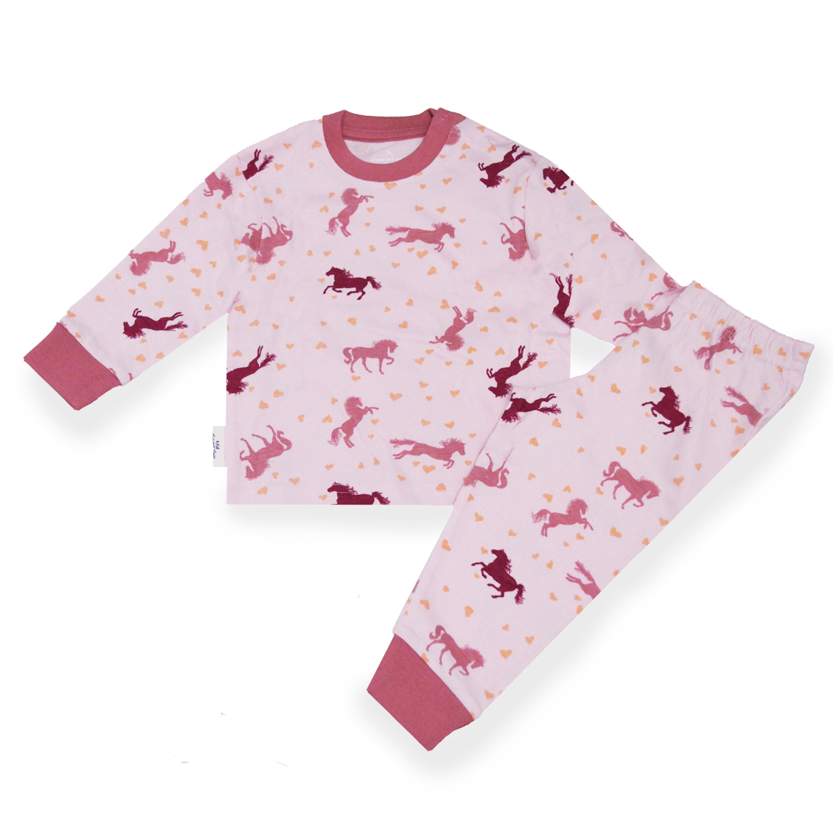 Schöner Mädchen Schlafanzug in rosa mit Pferden