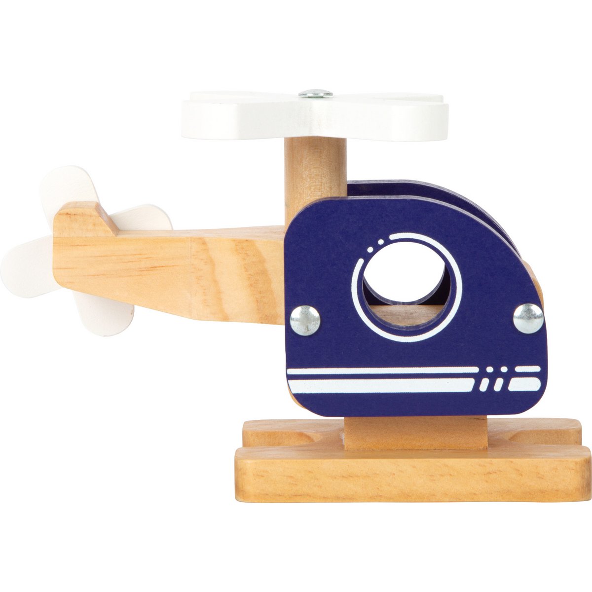 Toller Hubschrauber aus 100% FSC Holz mit beweglichen Rotorblättern und Gesicht