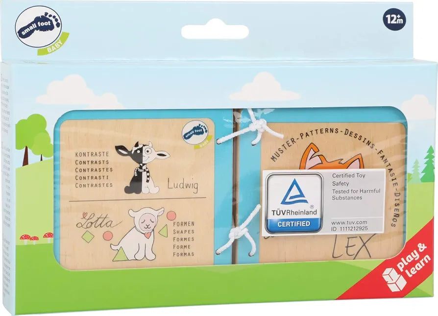 Schönes Holzbuch mit verschiedenen Mustern, einfach gehalten für die Kleinsten