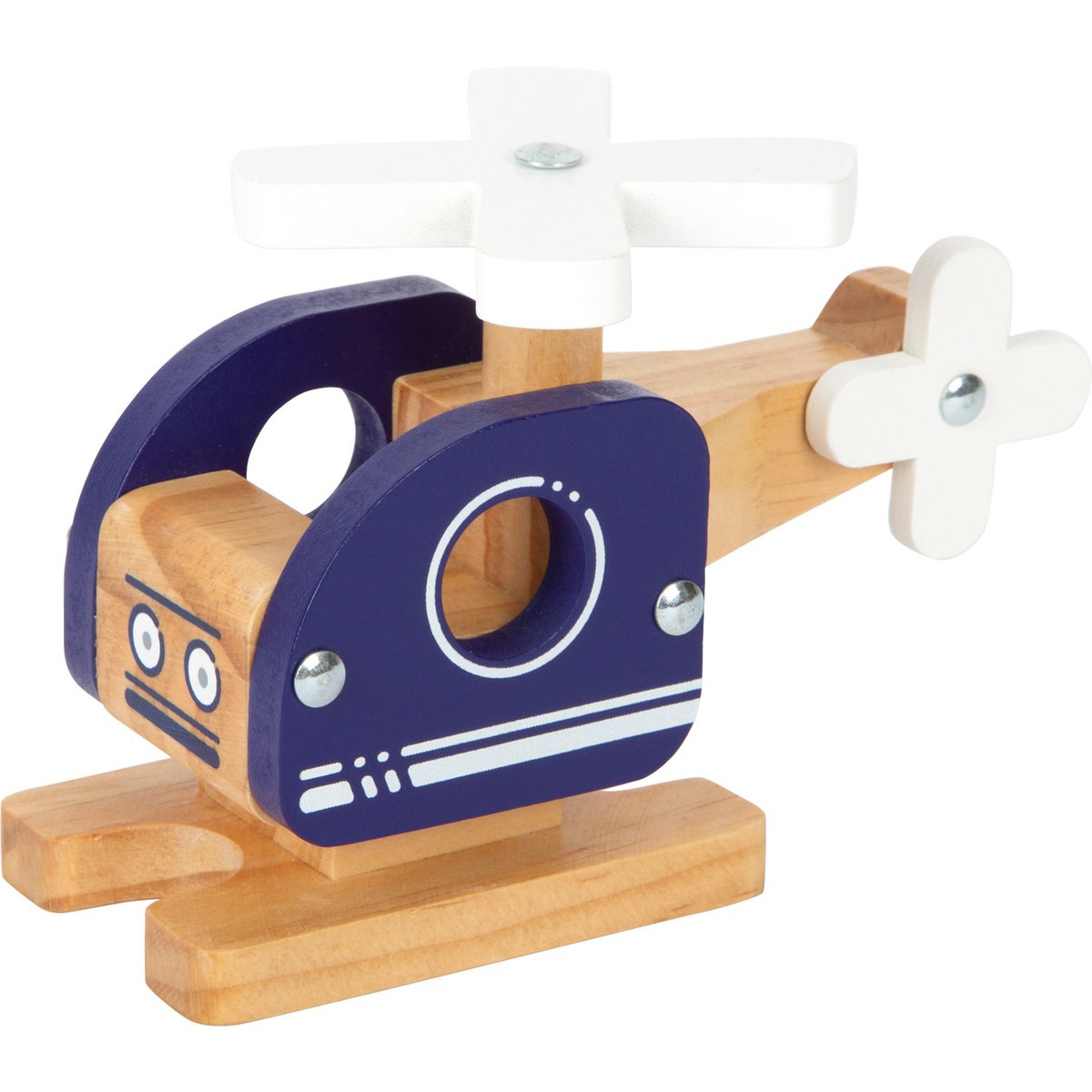 Toller Hubschrauber aus 100% FSC Holz mit beweglichen Rotorblättern und Gesicht