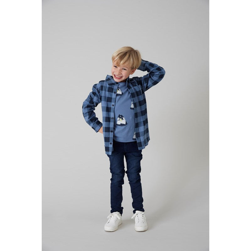 Schönes Karohemd aus Bio-Baumwolle in blau mit Brusttasche