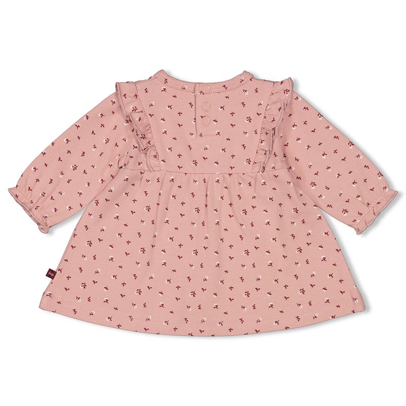 Süßes Kleid mit Blumenmuster und Rüschen in rosa