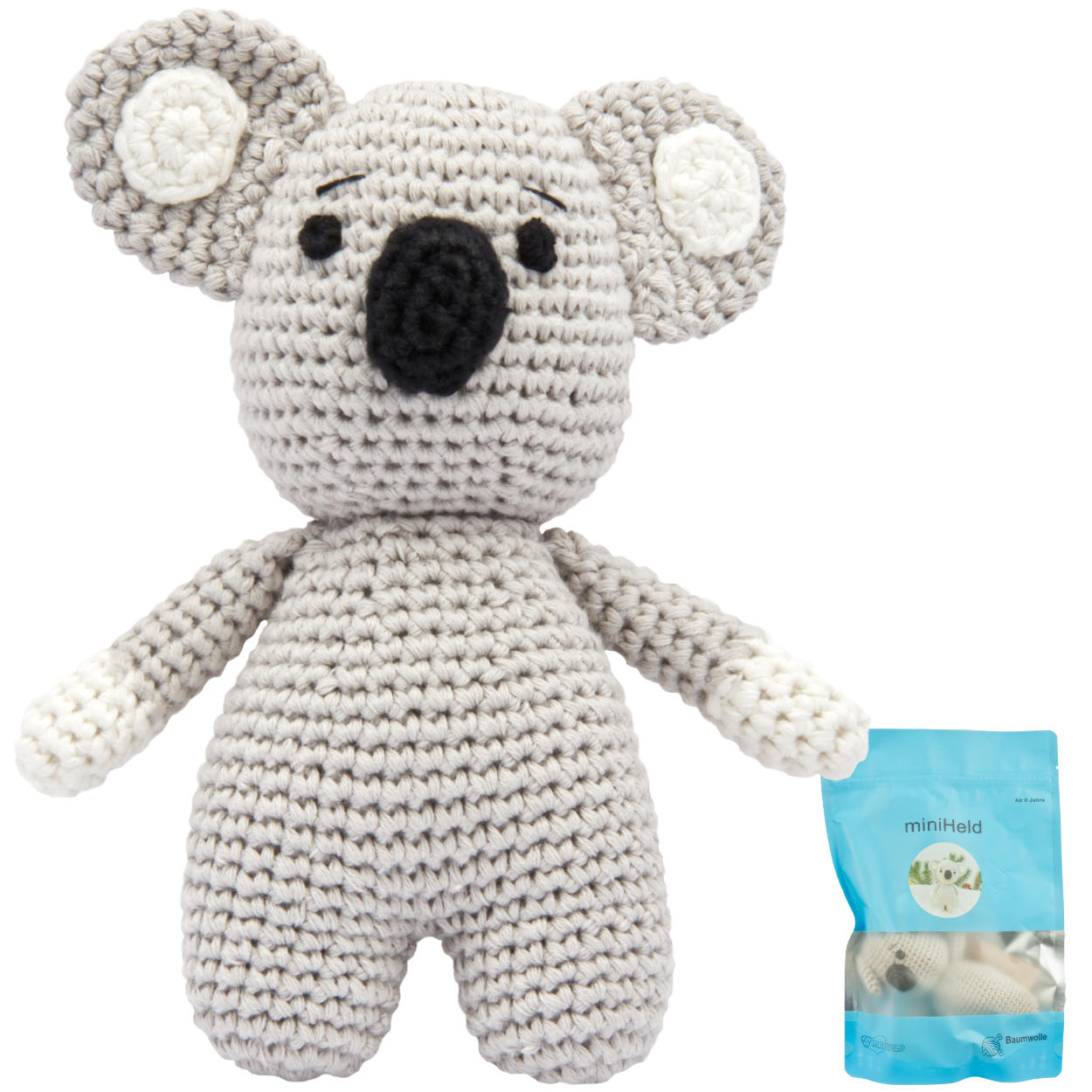 Niedlicher grauer Koala, von Hand gehäkelt, zum Knuddeln und Liebhaben