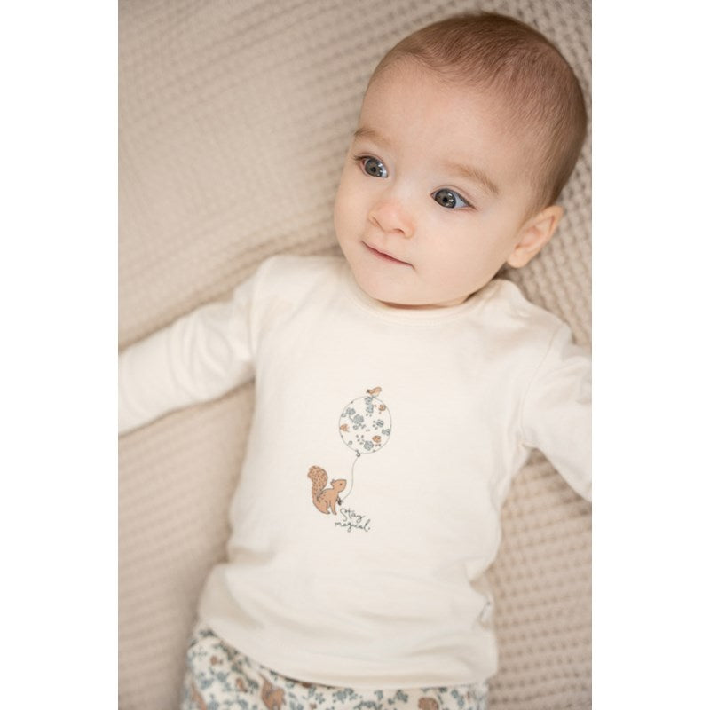 Schönes Longsleeve mit Eichhörnchen und Luftballom in Offwhite