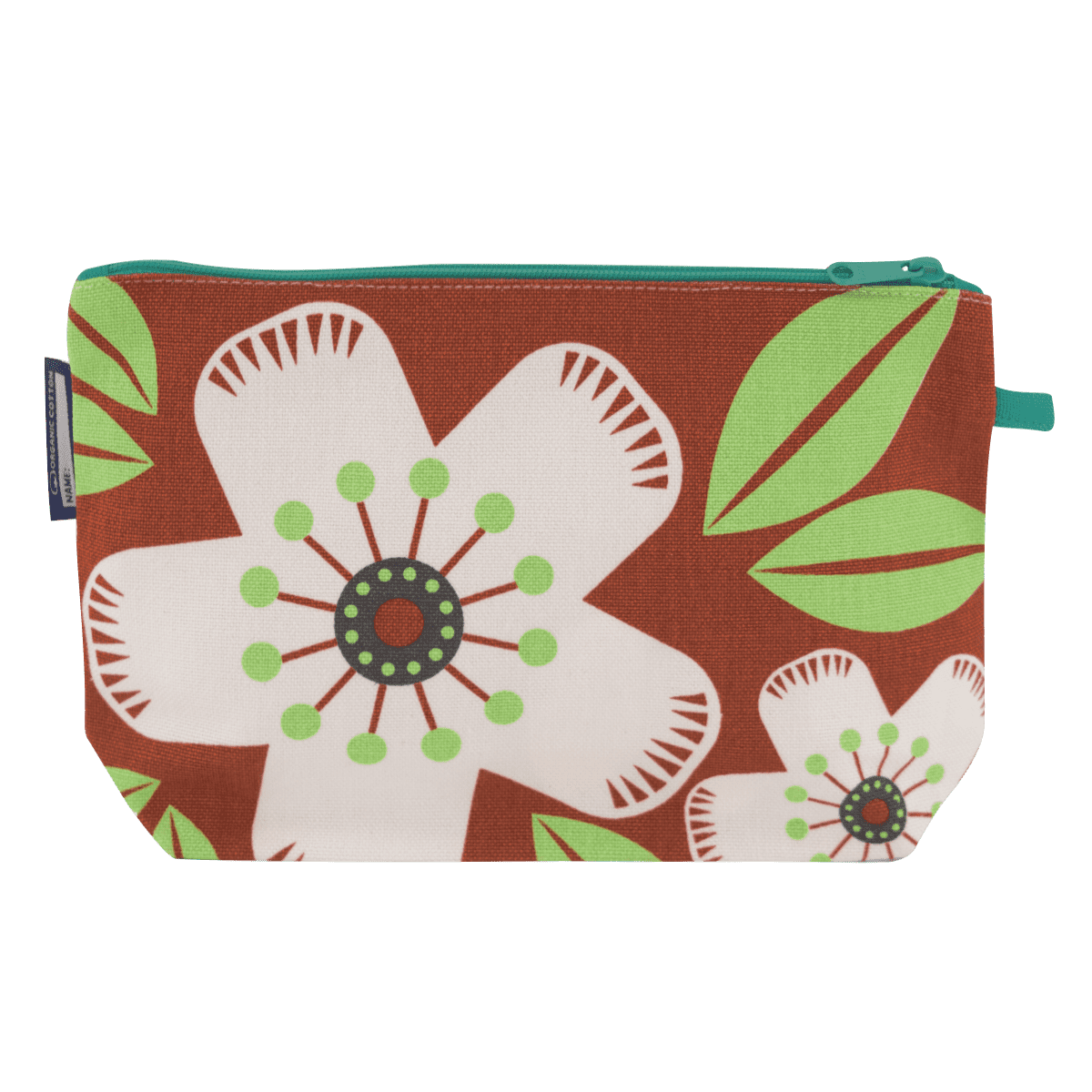 Mäppchen mit Indri und Blumen aus Bio-Baumwolle Rückseite