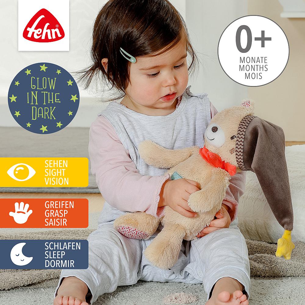 Weiches Kuscheltier Bär mit Nachtlicht und indirekter Glow-in-the-Dark Bestickung