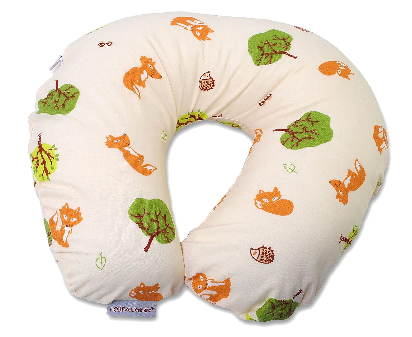 Nackenkissen für Kinder mit Waldmotiven wie Fuchs, Igel und Pilzen