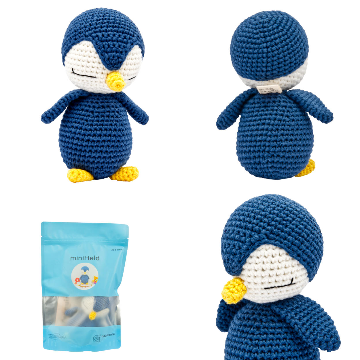 Der niedliche von Hand gehäkelte Pinguin wird deinem Kind ein treuer Begleiter sein