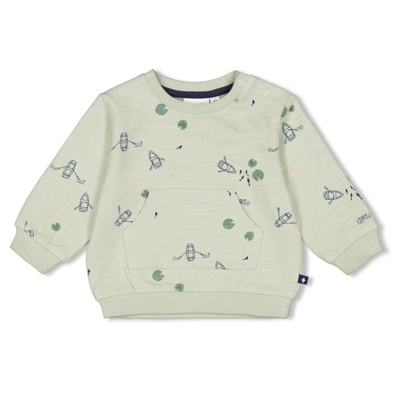 Feetje - Sweater "Rock my Boat" AOP in Minze