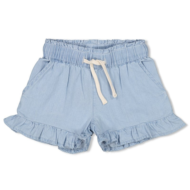 Süße Shorts in denim blau mit Rüschen und verstellbarem Kordelzug