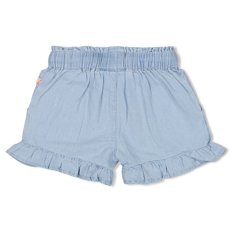 Süße Shorts in denim blau mit Rüschen und verstellbarem Kordelzug