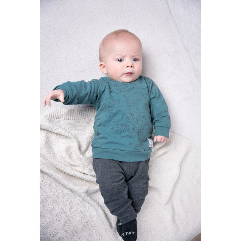 Cooler Sweater in petrol aus Bio Baumwolle