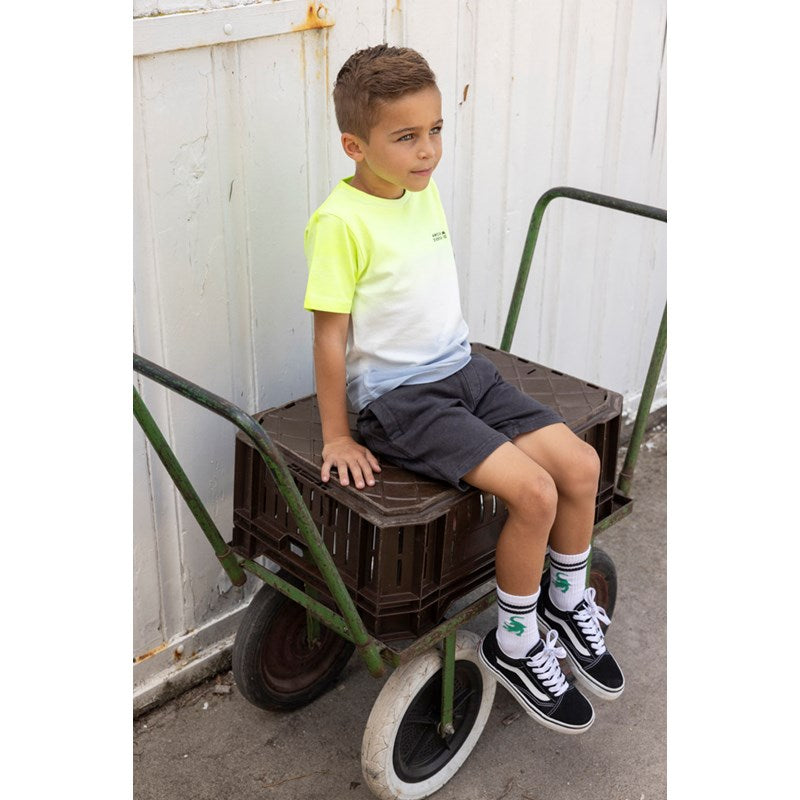 Cooles T-Shirt von Sturdy mit Farbverlauf von gelb nach blau, aus Baumwolle