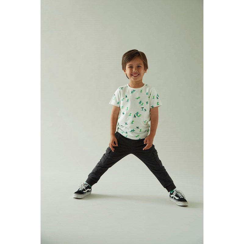 Cooles T-Shirt mit surfenden Krokodilen in offwhite