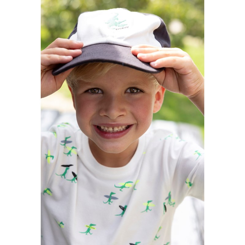 Cooles T-Shirt mit surfenden Krokodilen in offwhite