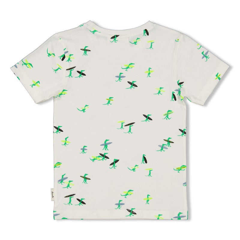 Cooles T-Shirt mit surfenden Krokodilen in offwhite