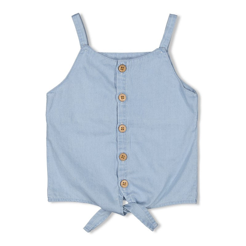 Träger-Top in denim blau zum Knoten