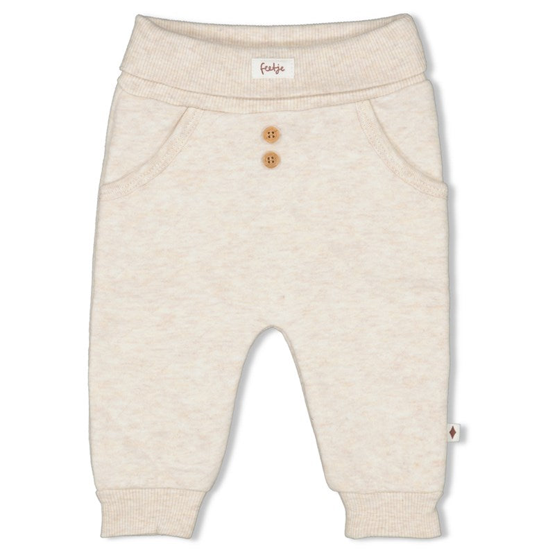 Warme wattierte Hose mit Waffelmuster in natur melange aus Bio-Baumwolle
