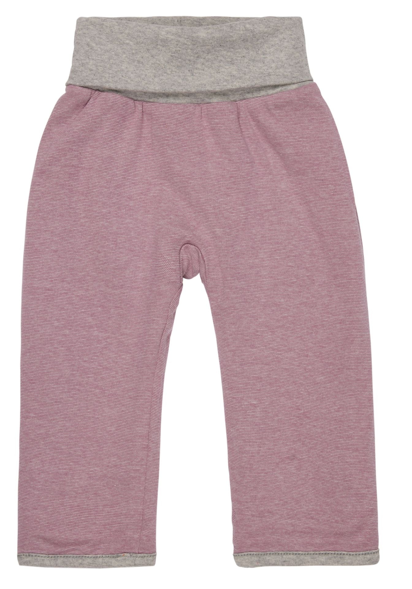 Weiche Strick-Wendehose von Loud+Proud in schönem Fliederton, eine Seite mit Struktur-Strick, die andere aus fein gestreiftem Jersey