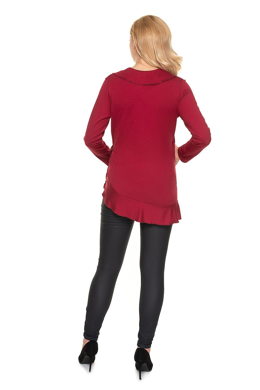 PeeKaBoo - Umstands-Bluse mit Rüschen und seitlicher Schnürung in Rot