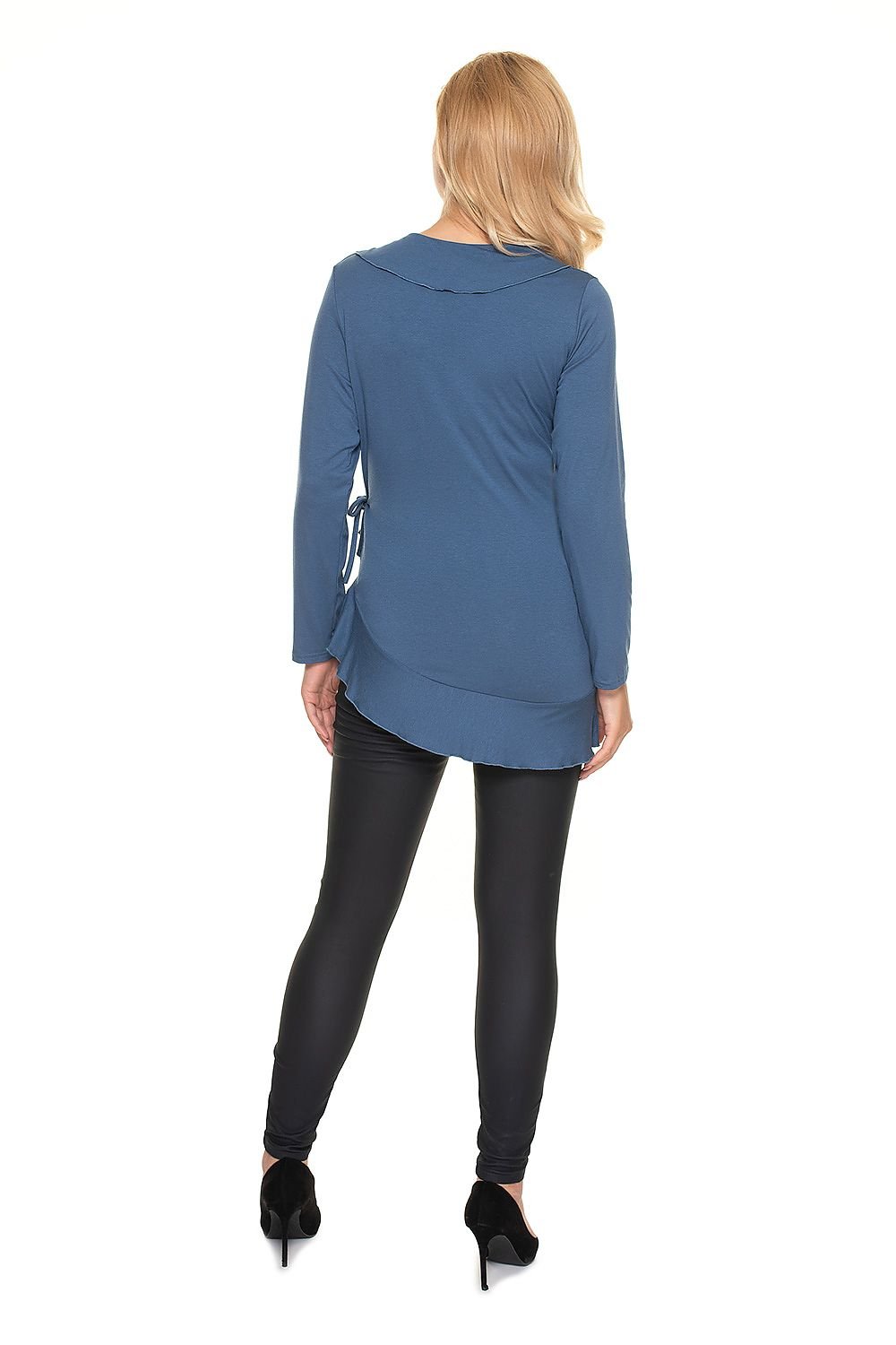 PeeKaBoo - Umstands-Bluse mit Rüschen und seitlicher Schnürung in blau