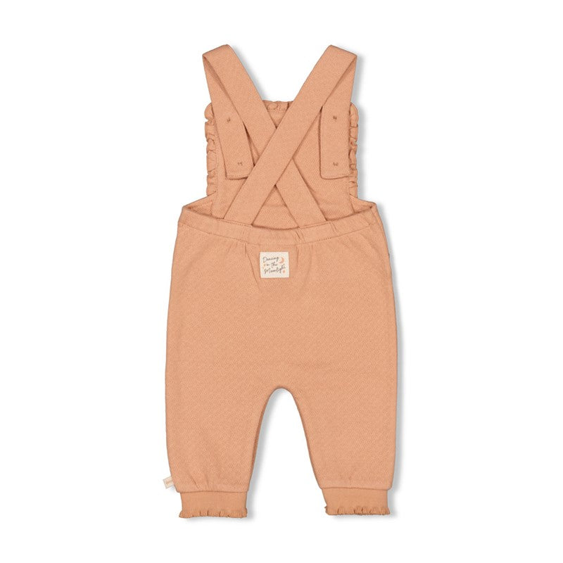 Hochwertige Latzhose mit Rüschen und verstellbaren Trägern in Terra Pink