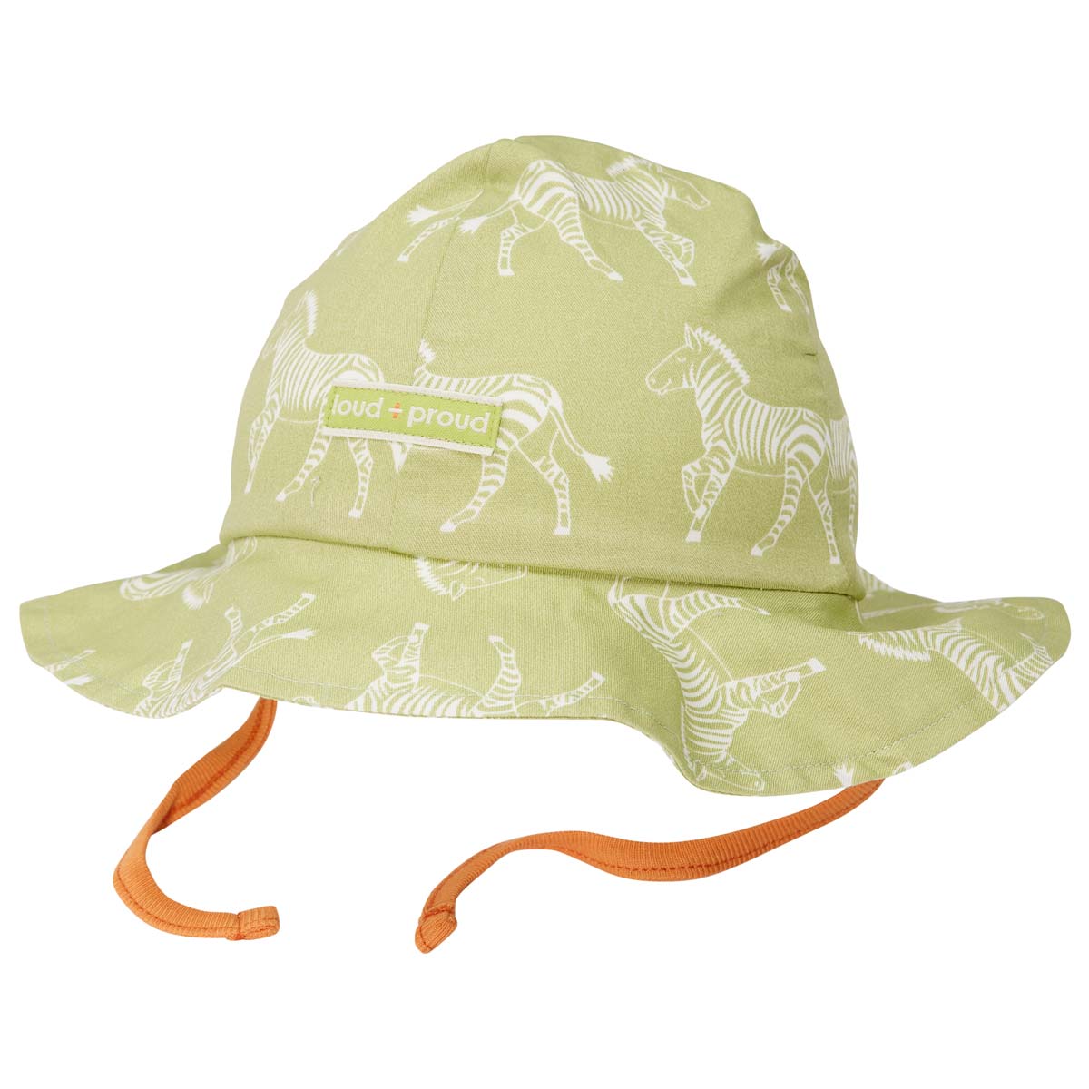 Praktische Sonnenmützen in avocado grün mit Zebras aus Bio-Baumwolle mit Bionic finish eco