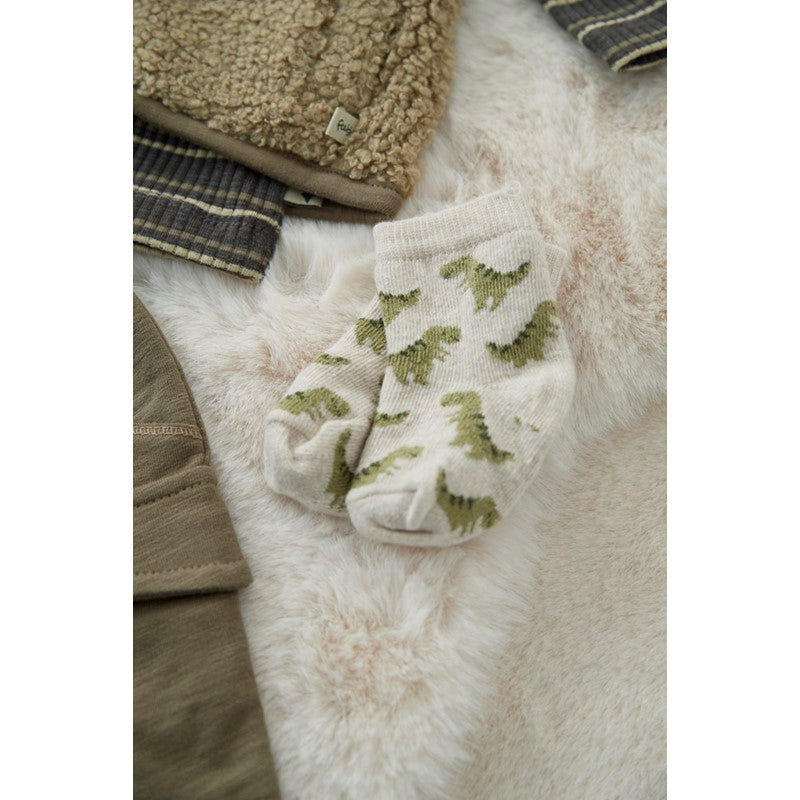Süße Socken in Natur mit Dinosaurier All Over Print