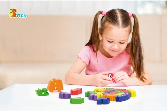 Lehrreiches buntes Schnecken Puzzle mit Groß- und Kleinbuchstaben