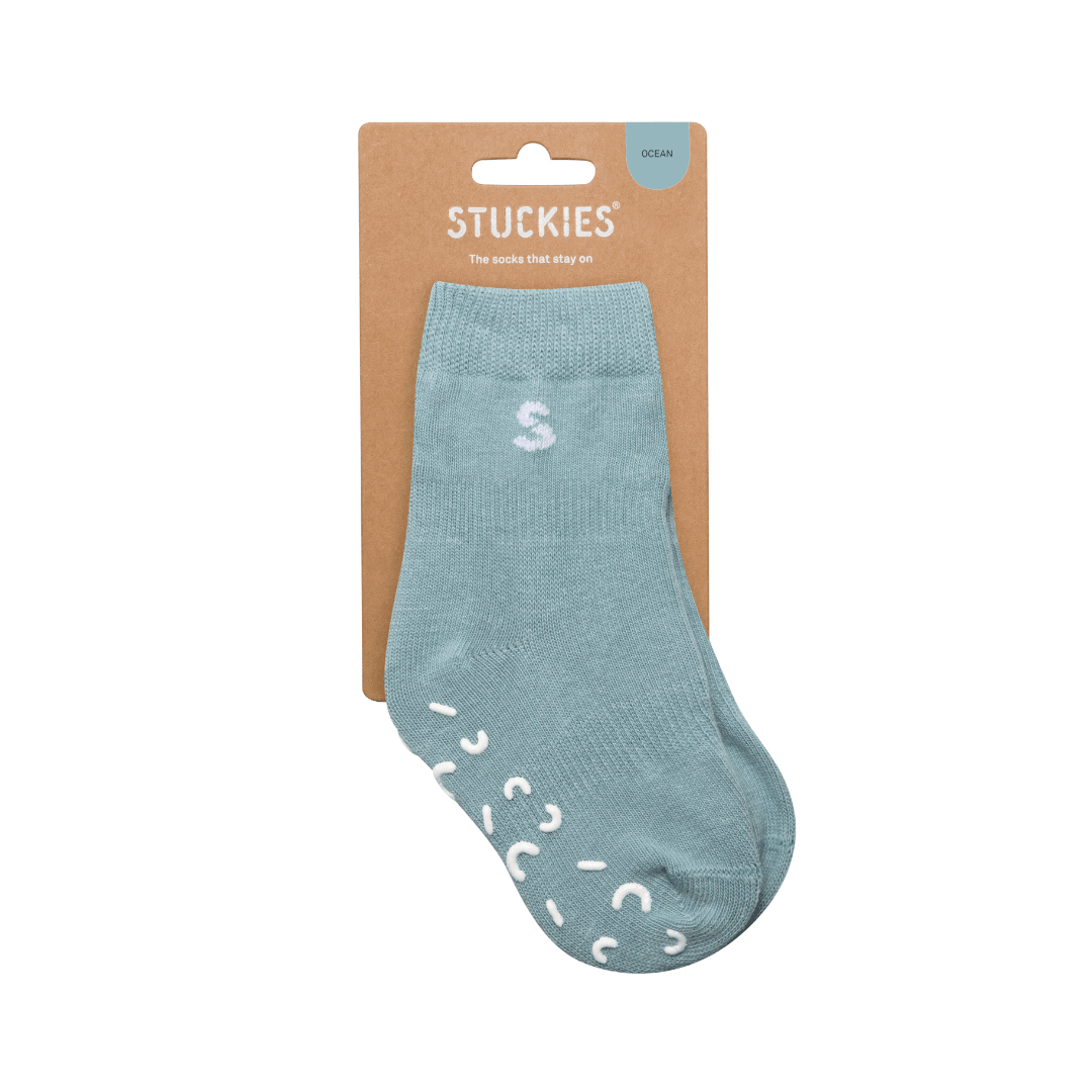 Tolle Socken die nicht rutschen und am Fuß bleiben in ocean blau