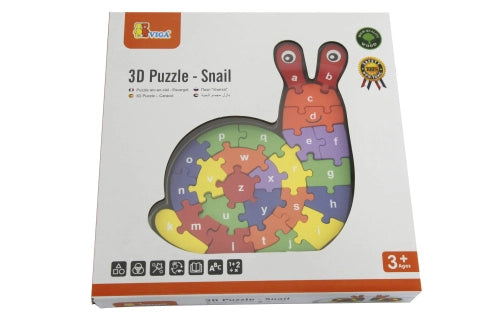 Lehrreiches buntes Schnecken Puzzle mit Groß- und Kleinbuchstaben