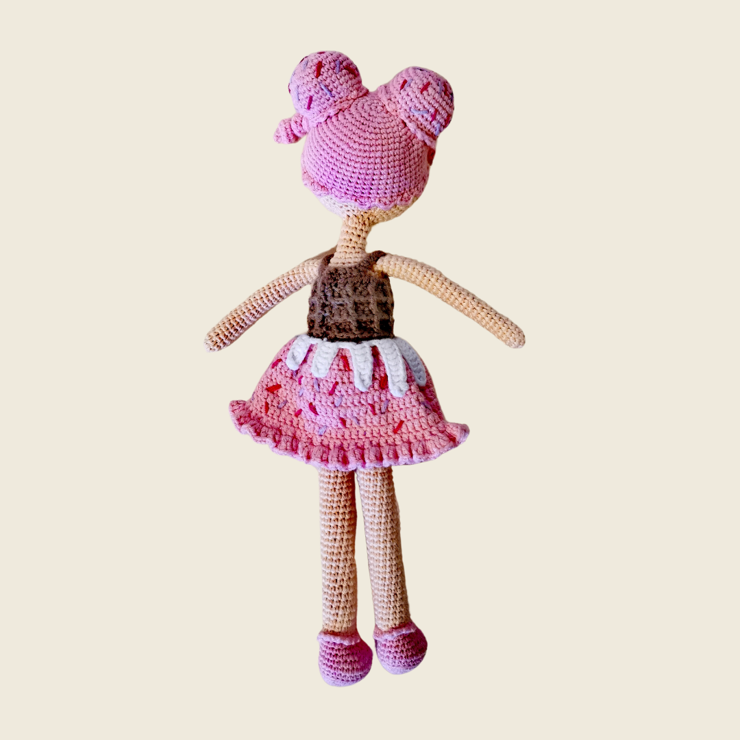 Güls Handmade - Gehäkelte Puppe in gelb/ rosa