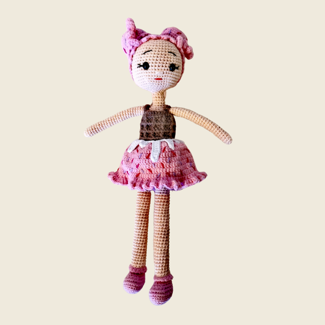 Güls Handmade - Gehäkelte Puppe in gelb/ rosa