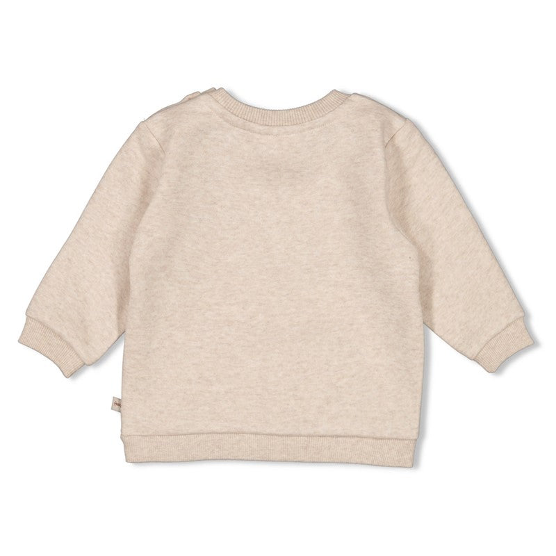 Niedlicher warmer Sweater in Taupe Melange mit appliziertem Bär