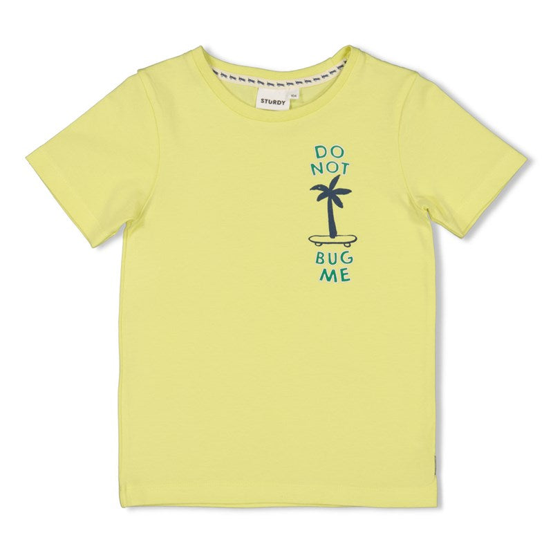 Hochwertiges T-Shirt aus Bio-Baumwolle in gelb mit Palme und Skateboard
