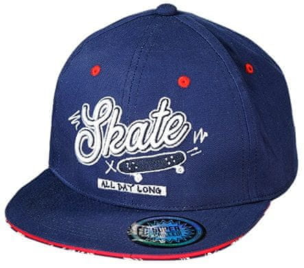 Coole Skater-Cap in blau mit Skateboard, größenverstellbar