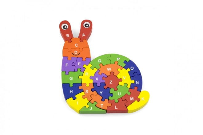 Lehrreiches buntes Schnecken Puzzle mit Groß- und Kleinbuchstaben