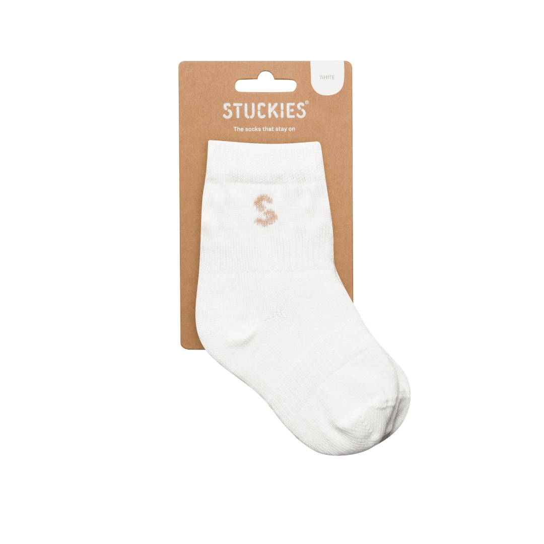 Tolle Socken die nicht rutschen und am Fuß bleiben in weiß