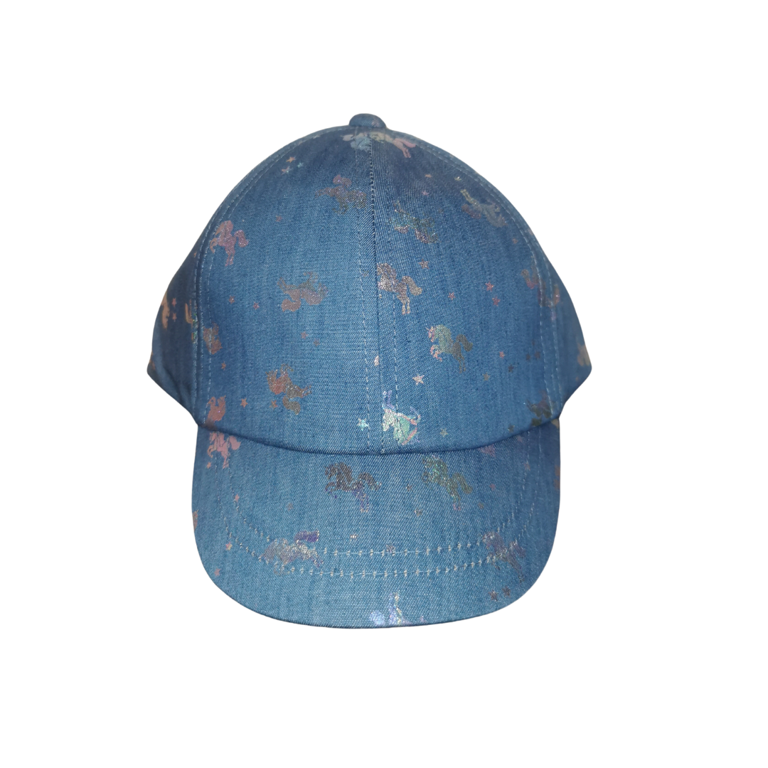 Cooles Mädchen Cap mit glitzernden Einhörnern in denim