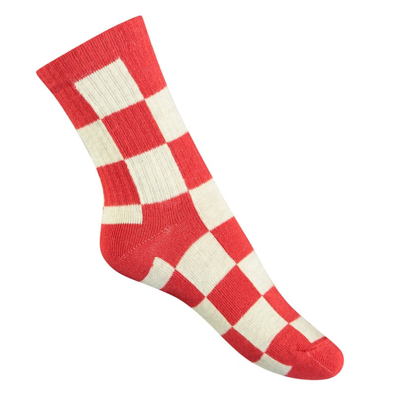 Cool und lässig: die Socken von Sturdy mit den Karos in rot und hellgrau sind ein echter Hingucker!