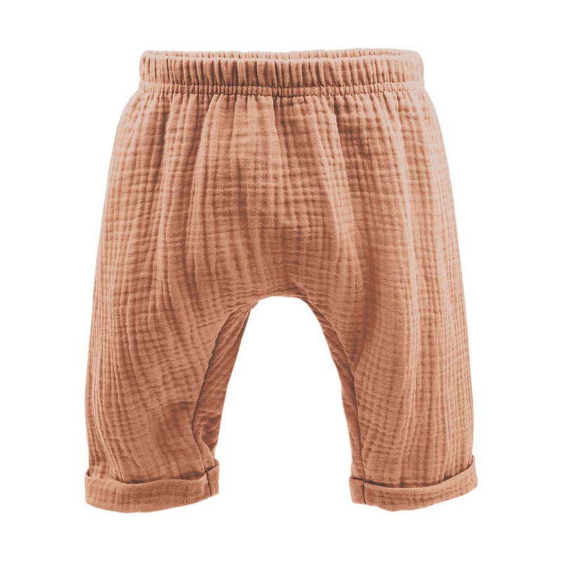 Hochwertige Musselin Krempelhose aus GOTS-zertifizierter Bio-Baumwolle von maximo in cork washed